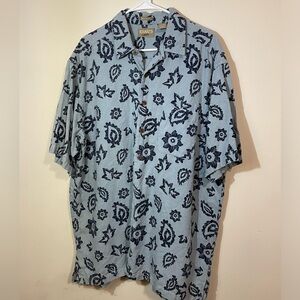 Khaki’s Shirt by Arrow Mens Large tall camp Big Shirt Cotton Blue‎ w/fun design
